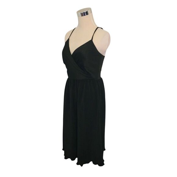 Vintage 60's-70's Black Accordion Pleat Wrap Front Dress Size S - Picture 3 of 8